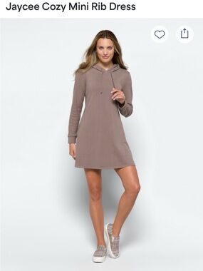Hooded A-Line Knit Dress in Taupe